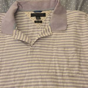 Purple and white stripped polo shirt
